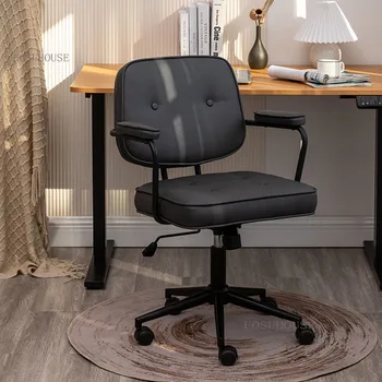 עור כיסאות במשרד, ריהוט משרדי כיסא המחשב רטרו מעצב יוקרה בישיבה Comtable הכיסא במשרד B