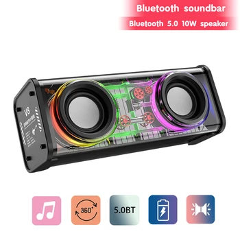 Bluetooth רמקול soundbar עם סאב וופר, רמקול שקוף 6D להקיף עם קצב חזק soundbar bluetooth 5.0 soundpeats