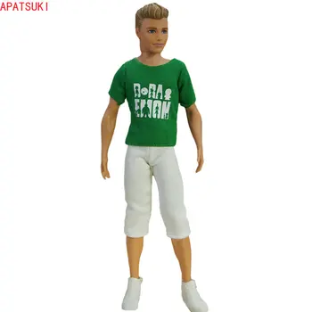 ירוק אלפבית חולצה לבנה יבול המכנסיים על קן ילד בובת האופנה תלבושות בגדים 1/6 ברבי החבר בובות קן אביזרים