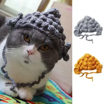 מתכוונן כבל מחמד כובע רך מצחיק בעבודת יד בודהה כובע חתולים מחמד חמוד Cosplay פלטה עם חיקוי של חתולים מיוחדים.